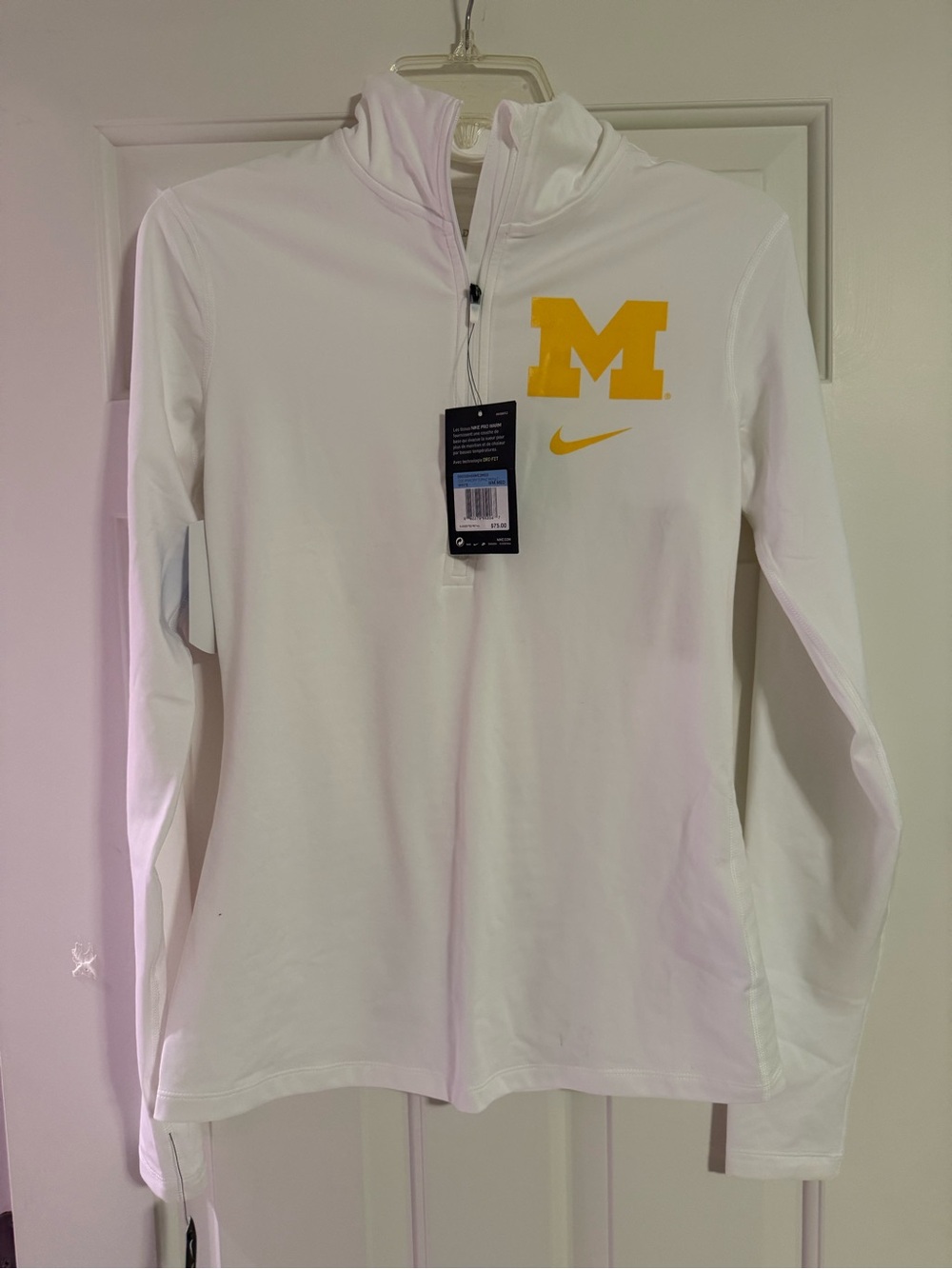 Nike White University of Michigan Dri-FIT Quarter Zip Pullover